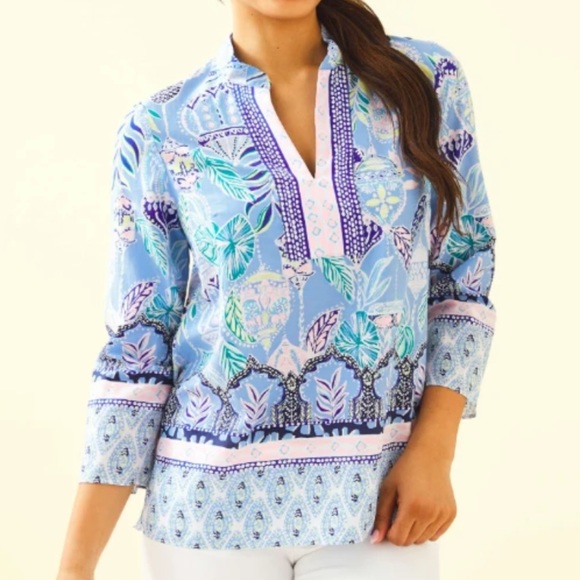 Lilly Pulitzer Asani Tunic Top Silk and Cotton XS - Picture 10 of 10